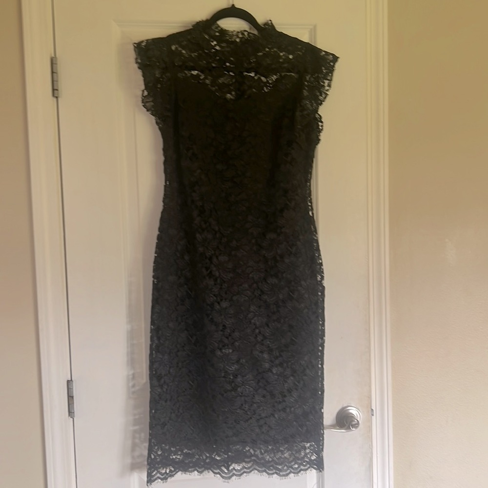 Black lined lace dress
